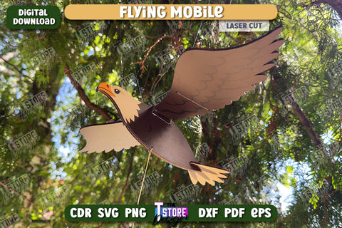 Flying Mobile Laser Cut | Baby Mobile | Birds Design | Baby Room Décor | New Born | Eagle | CNC Files SVG The T Store Design 
