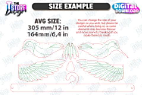 Flying Mobile Laser Cut | Baby Mobile | Birds Design | Baby Room Décor | New Born | Hummingbird | CNC Files SVG The T Store Design 