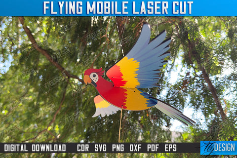 Flying Mobile Laser Cut | Baby Mobile | Birds Design | Baby Room Décor | New Born | Parrot | CNC Files SVG Fly Design 
