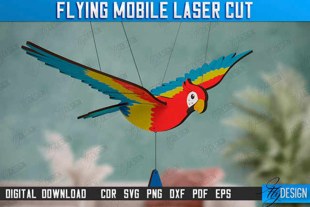 Flying Mobile Laser Cut | Baby Mobile | Birds Design | Baby Room Décor | New Born | Parrot | CNC Files SVG Fly Design 