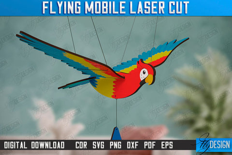 Flying Mobile Laser Cut | Baby Mobile | Birds Design | Baby Room Décor | New Born | Parrot | CNC Files SVG Fly Design 