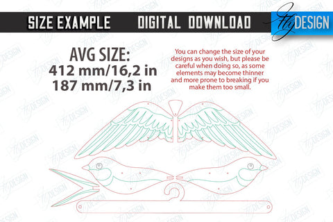 Flying Mobile Laser Cut | Baby Mobile | Birds Design | Baby Room Décor | New Born | Swallow | CNC Files SVG Fly Design 