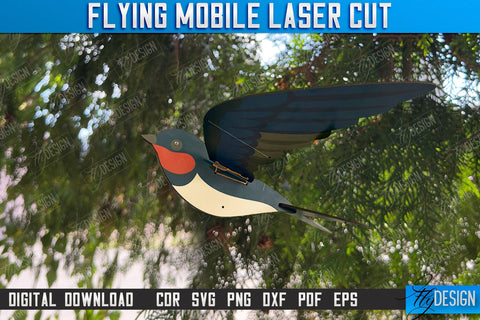 Flying Mobile Laser Cut | Baby Mobile | Birds Design | Baby Room Décor | New Born | Swallow | CNC Files SVG Fly Design 
