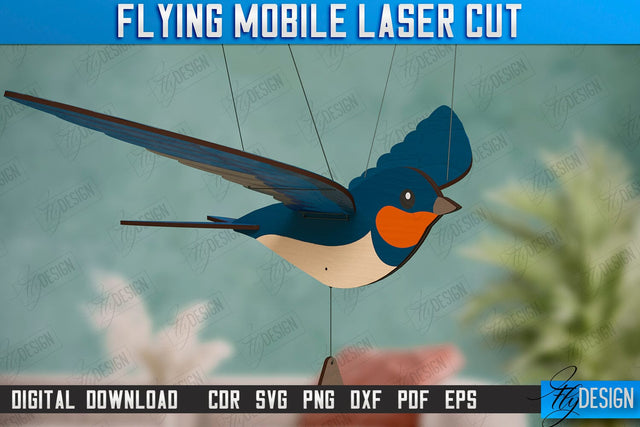 Flying Mobile Laser Cut | Baby Mobile | Birds Design | Baby Room Décor | New Born | Swallow | CNC Files SVG Fly Design 