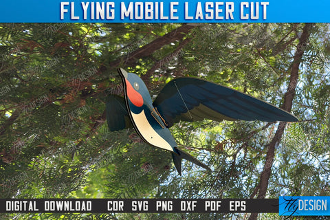 Flying Mobile Laser Cut | Baby Mobile | Birds Design | Baby Room Décor | New Born | Swallow | CNC Files SVG Fly Design 