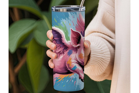 Flying Pig 20oz Tumbler Wrap Sublimation DesignSVG 