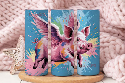 Flying Pig 20oz Tumbler Wrap Sublimation DesignSVG 
