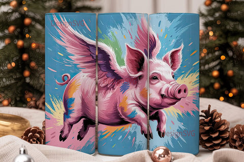 Flying Pig 20oz Tumbler Wrap Sublimation DesignSVG 
