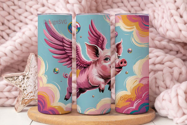 Flying Pig 20oz Tumbler Wrap Sublimation DesignSVG 