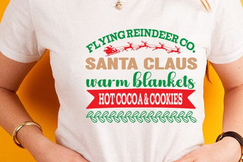 Flying reindeer co. santa claus warm blankets hot cocoa & cookies SVG Angelina750 
