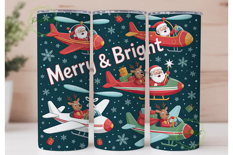Flying Santa Christmas Tumbler Wrap Sublimation PixelChick 