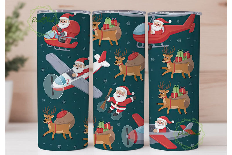 Flying Santa Christmas Tumbler Wrap Sublimation PixelChick 