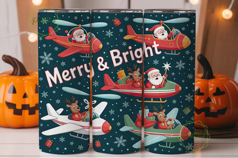 Flying Santa Christmas Tumbler Wrap Sublimation PixelChick 