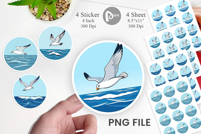 Flying Seagull Sticker Sublimation artnoy 