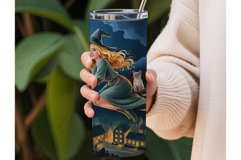 Flying Witch 20oz Tumbler Wrap Sublimation DesignSVG 