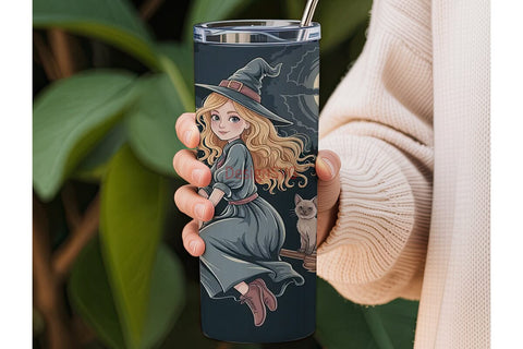 Flying Witch 20oz Tumbler Wrap Sublimation DesignSVG 