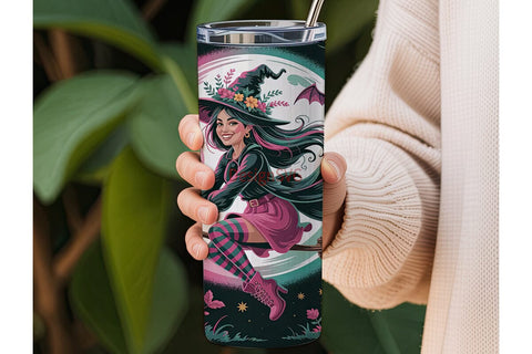 Flying Witch Halloween 20oz Tumbler Wrap Sublimation DesignSVG 