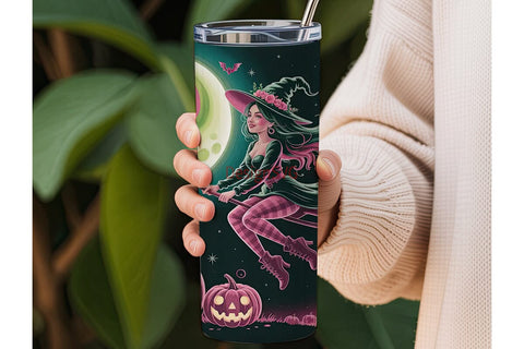 Flying Witch Halloween 20oz Tumbler Wrap Sublimation DesignSVG 