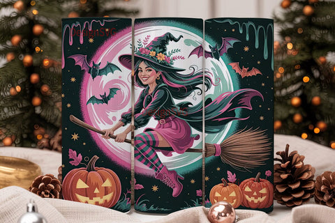 Flying Witch Halloween 20oz Tumbler Wrap Sublimation DesignSVG 