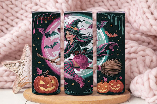Flying Witch Halloween 20oz Tumbler Wrap Sublimation DesignSVG 