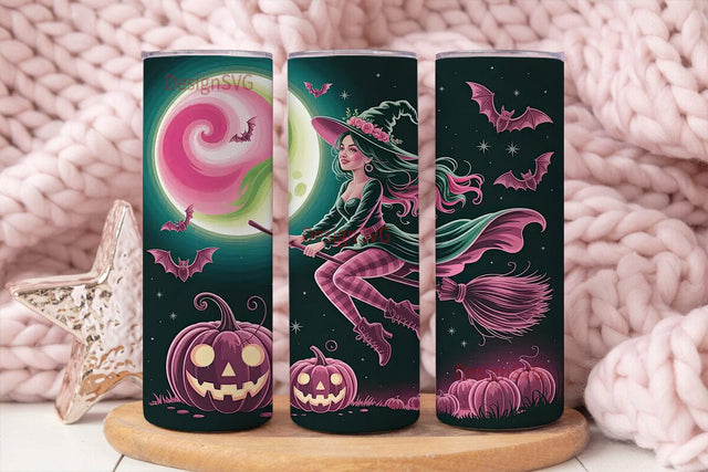 Flying Witch Halloween 20oz Tumbler Wrap Sublimation DesignSVG 