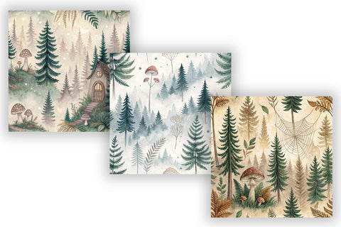 Foggy Forest Digital Paper Pack, Seamless Watercolor Pattern Bundle, Printable Scrapbook Paper, Misty Woodland Design Collection Digital Pattern FloridPrintables 