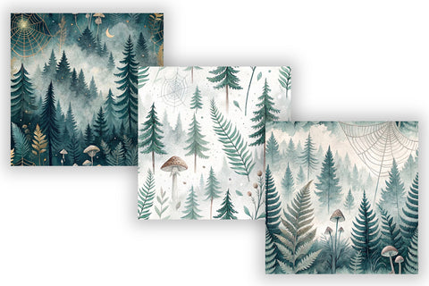 Foggy Forest Digital Paper Pack, Seamless Watercolor Pattern Bundle, Printable Scrapbook Paper, Misty Woodland Design Collection Digital Pattern FloridPrintables 