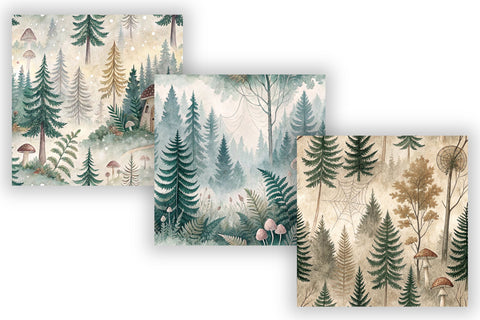 Foggy Forest Digital Paper Pack, Seamless Watercolor Pattern Bundle, Printable Scrapbook Paper, Misty Woodland Design Collection Digital Pattern FloridPrintables 