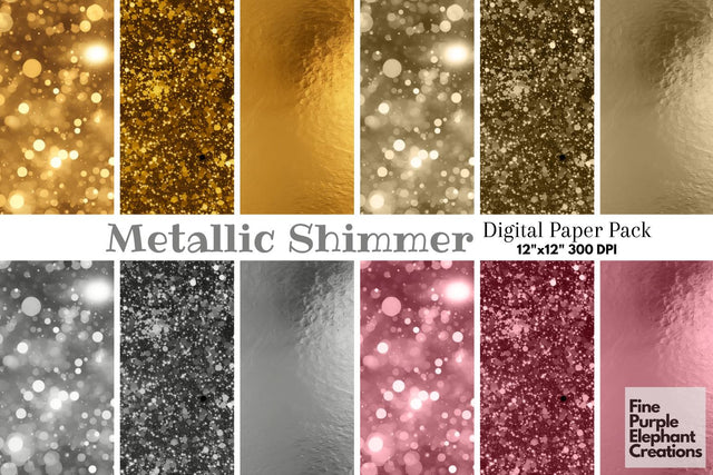 Foil Glitter Bokeh Rose Gold Silver Paper Digital Pattern Fine Purple Elephant Creations 