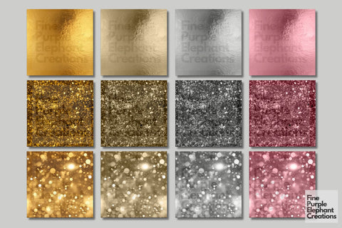 Foil Glitter Bokeh Rose Gold Silver Paper Digital Pattern Fine Purple Elephant Creations 