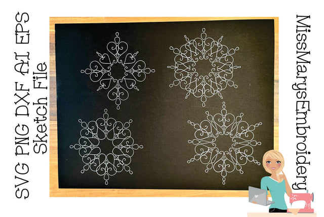 Foil Quill Snowflakes | Single Line | Sketch Sketch DESIGN MissMarysEmbroidery 