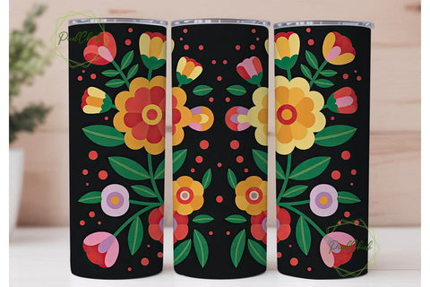 Folk Art Floral 20oz Tumbler Wrap Sublimation PixelChick 