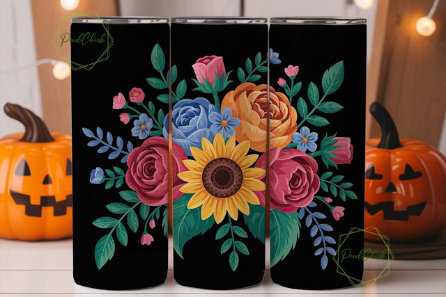 Folk Art Floral 20oz Tumbler Wrap Sublimation PixelChick 