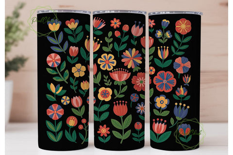 Folk Art Floral 20oz Tumbler Wrap Sublimation PixelChick 