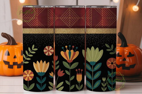 Folk Art Floral 20oz Tumbler Wrap Sublimation PixelChick 