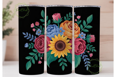 Folk Art Floral 20oz Tumbler Wrap Sublimation PixelChick 