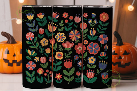 Folk Art Floral 20oz Tumbler Wrap Sublimation PixelChick 