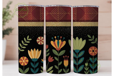 Folk Art Floral 20oz Tumbler Wrap Sublimation PixelChick 