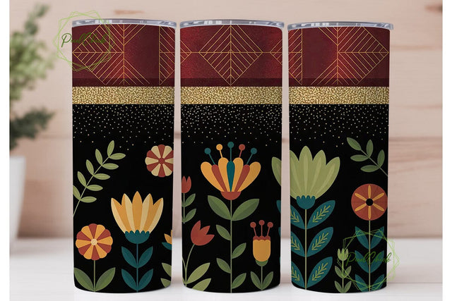 Folk Art Floral 20oz Tumbler Wrap Sublimation PixelChick 