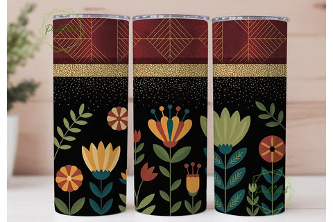 Folk Art Floral 20oz Tumbler Wrap Sublimation PixelChick 