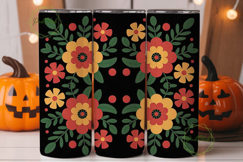 Folk Art Floral 20oz Tumbler Wrap Sublimation PixelChick 