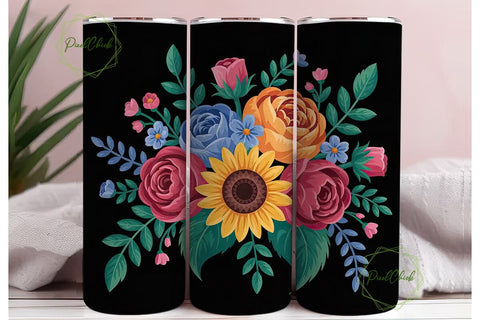 Folk Art Floral 20oz Tumbler Wrap Sublimation PixelChick 