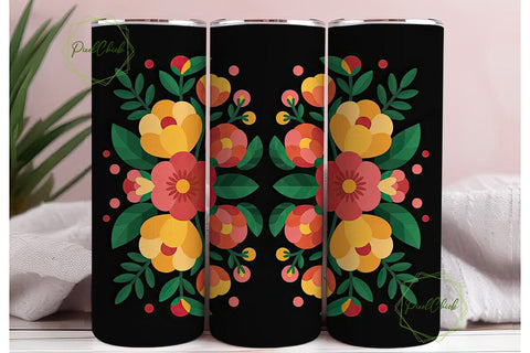 Folk Art Floral 20oz Tumbler Wrap Sublimation PixelChick 