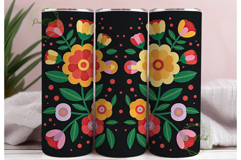 Folk Art Floral 20oz Tumbler Wrap Sublimation PixelChick 
