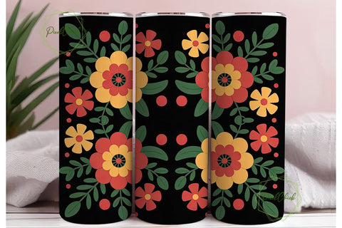 Folk Art Floral 20oz Tumbler Wrap Sublimation PixelChick 