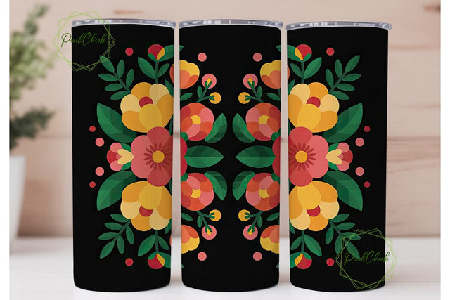 Folk Art Floral 20oz Tumbler Wrap Sublimation PixelChick 