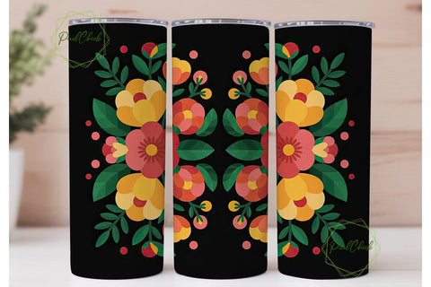 Folk Art Floral 20oz Tumbler Wrap Sublimation PixelChick 