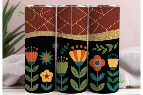 Folk Art Floral 20oz Tumbler Wrap Sublimation PixelChick 