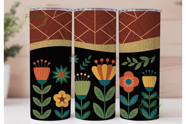Folk Art Floral 20oz Tumbler Wrap Sublimation PixelChick 