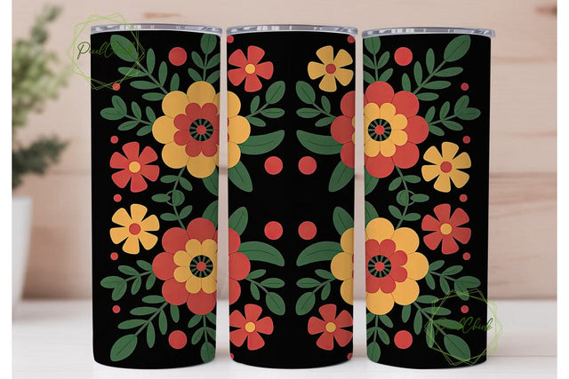 Folk Art Floral 20oz Tumbler Wrap Sublimation PixelChick 